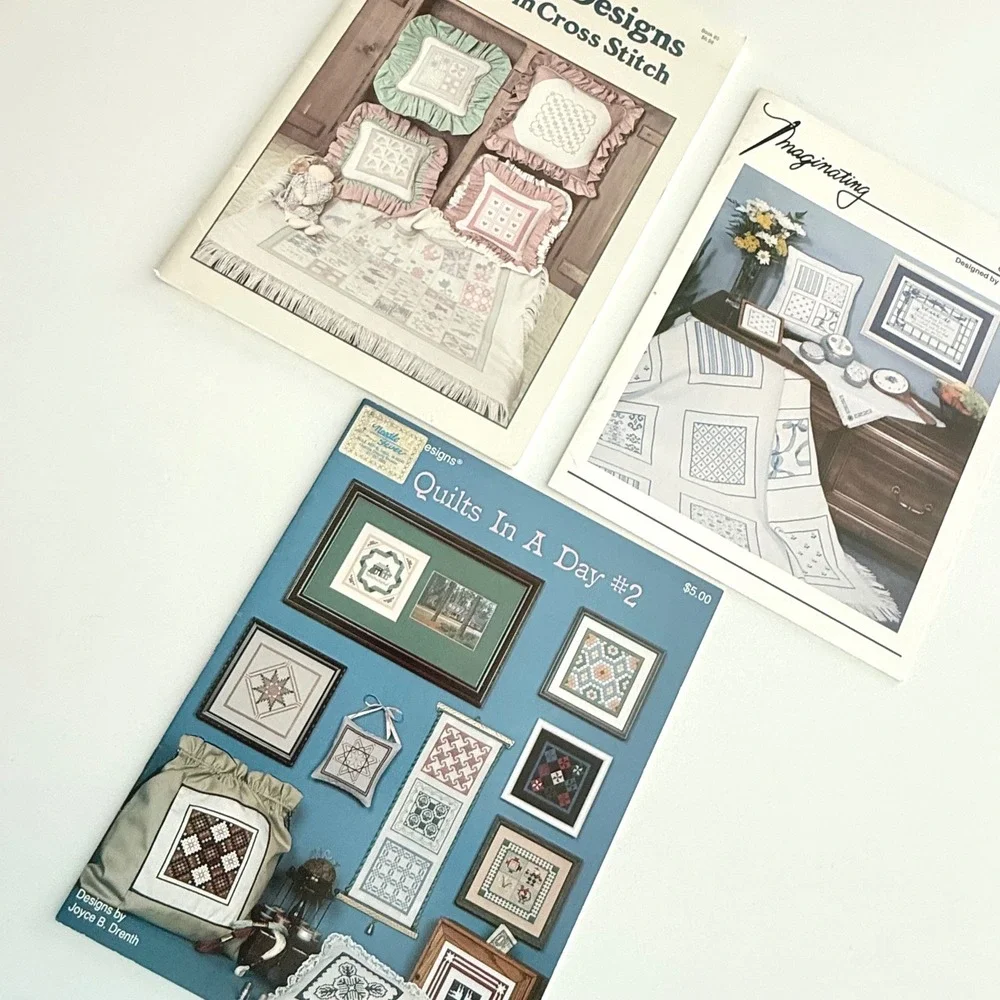 Lot of 3‎ Vintage Quilt Cross Stitch Pattern Books Sampler Primitive Decor